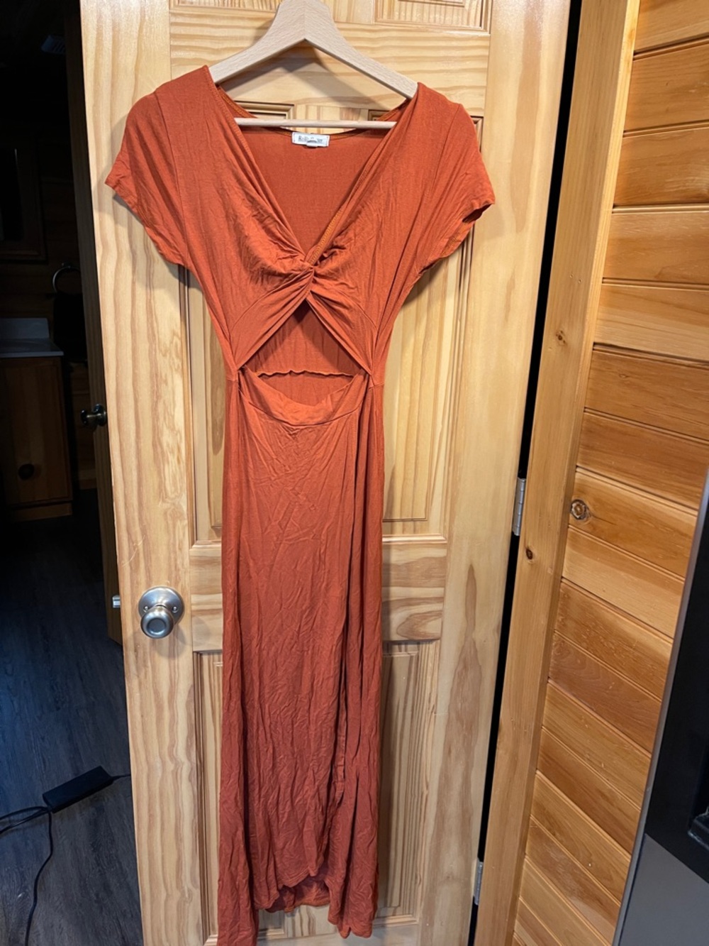 Rolla Coster Rust Knot-Front Cutout Maxi Dress